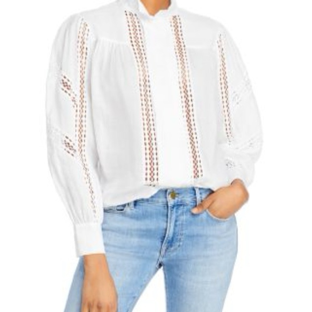 Frame White Lace Detail Women's Top